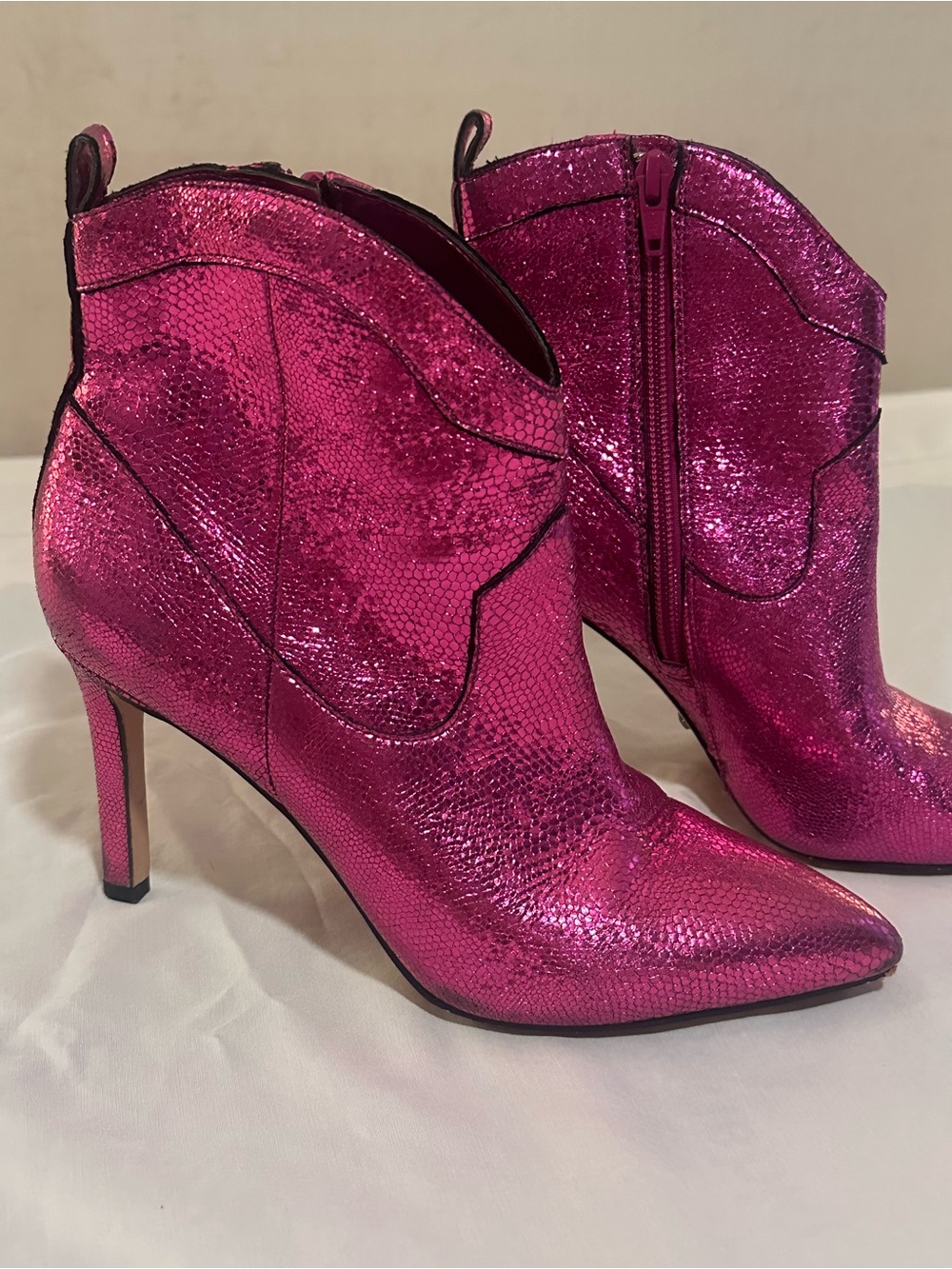 Gianni Bini Metallic Hot Pink Pointed Ankle Booties